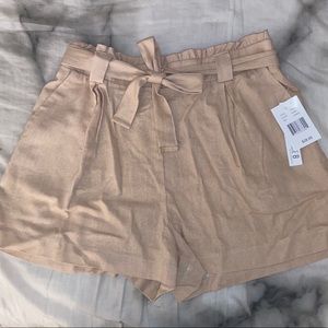 NWT! khaki paper bag high-waist shorts